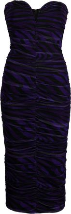 Nissa zebra-print ruched midi dress - women - Spandex/Elastane/Polyester/Polyamide/Spandex/Elastane - 36 - Black