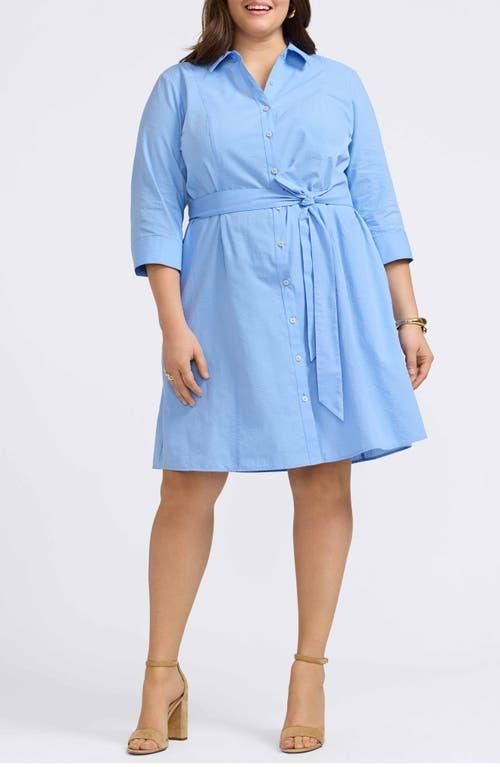 foxcroft shirt dress Foxcroft Ibiza Turquoise Agnes Stretch Matte Sateen 3/4 Sleeve Dress