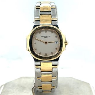 Patek Philippe Pre-owned Patek Philippe Nautilus Diamond Beige Dial Ladies Watch 4700