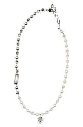 Alexander McQueen Mens Skull & Faux Pearl Pendant Necklace at Nordstrom