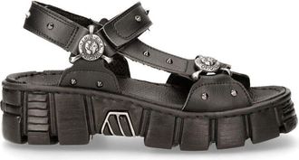 New Rock Black VEGAN Leather Sandals-BIOS120-V1