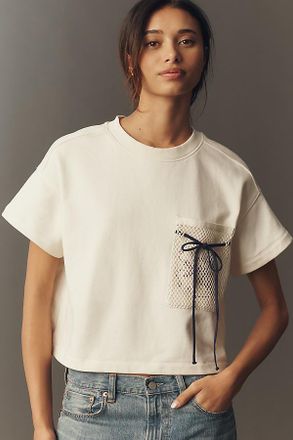 Maeve Cotton Seashell Mesh Pocket Tee