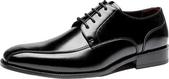 Generic Mens Genuine Leather Dress Shoes Business Formal Vintage British Style Casual Cowhide Oxfords for Work and Daily Wear(Black,10.5)