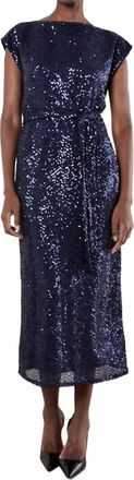 Apricot Chevron Sequin Maxi Dress In Navy