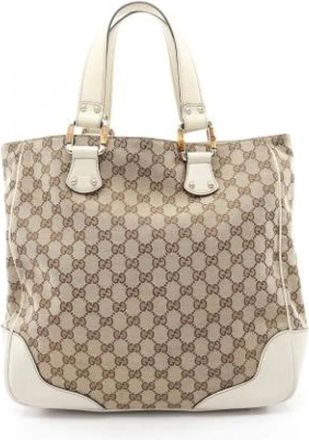 Gucci Pre-owned Tote Bags, female, Beige, Size: ONE SIZE Pre-owned Vintage Canvas Tote Bag