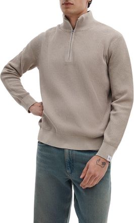 Rag & Bone Caden Washed Cotton Blend Quarter Zip Sweater in Taupe at Nordstrom, Size X-Large