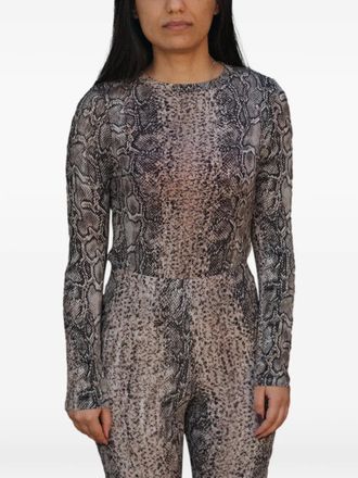 BASERANGE Bead snake-pattern long-sleeve T-shirt - Grey