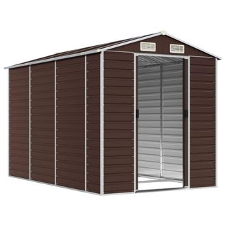 Berkfield Home Garden Shed Brown 191x300x198 cm Galvanised Steel | Size: 191 x 300 x 198 cm