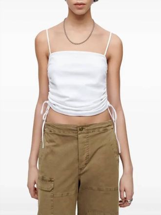 Re/Done Scrunch Tube Tank Top In White