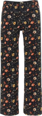 R13 Jeans Joan Kick a fiori - Nero