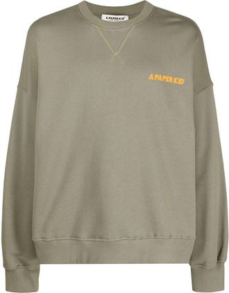 A Paper Kid logo-print cotton sweatshirt - unisex - Cotton - S - Green