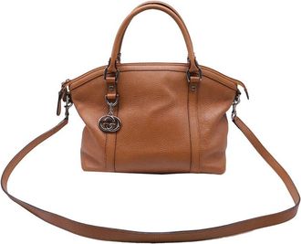 Gucci Ochre Leather Gg Charm Convertible Dome Satchel Bag (Authentic Pre- Loved)