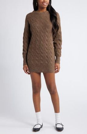BP. Cable Long Sleeve Sweater Dress in Brown Terra at Nordstrom Rack, Size Xx-Small