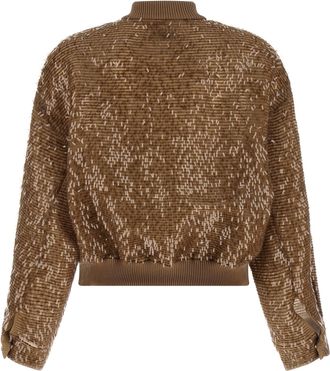 Brunello Cucinelli Womens Brown Silk Cardigan Clothing