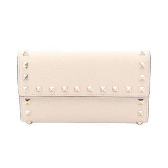 Valentino Pre-owned Wallets, female, Beige, Size: ONE SIZE Pre-owned Rockstud Leather Long Wallet