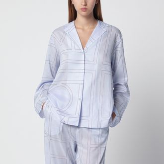 Toteme Camicia pigiama Monogram in misto cotone azzurra