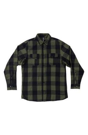 Burnside Plaid Flannel Shirt in Army/Black at Nordstrom Rack, Size Xx-Large