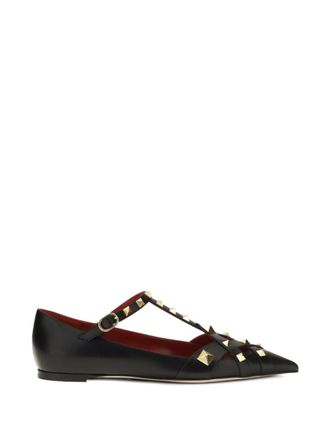 Valentino Garavani Black Leather Ballet Flats