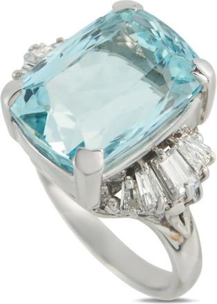 Luxury Bazaar Platinum diamond aquamarine ring - Silver