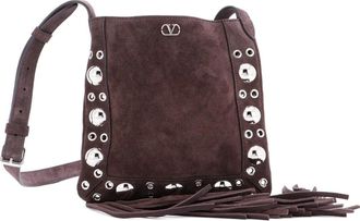 Valentino Garavani Nellcote Shoulder Bag Studded Suede crossbody bag - Bruin