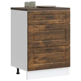 Berkfield Home Kitchen Base Cabinet Porto Smoked Oak Engineered Wood in Brown