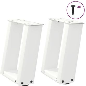 vidaXL Vidaxl - Patas Para Mesa De Centro En Forma De U (2 Unidades), Color Blanco, 30 X (30-31) Cm, Acero
