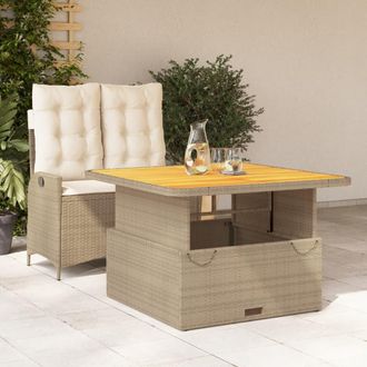 vidaXL Set Comedor De Jard&iacute;n 2 Pzas Con Cojines Rat&aacute;n Sint&eacute;tico Beige Vidaxl