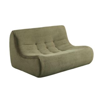 Sweeek Sof&aacute; envasado al vac&iacute;o de pana gruesa, 2 plazas, verde kaki