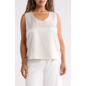 Eileen Fisher Scoop Neck Silk Tank in Plstr at Nordstrom, Size 1X