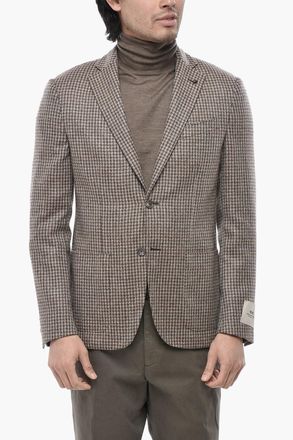 Corneliani CC COLLECTION Blazer in Lana Vergine Misto a Tantasia con Tasche a Toppa Corneliani