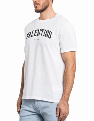 Valentino Mens Valentino Mens T Shirts Regular Fit Crew Neck Short Sleeve Cotton Summer Tee - White - Size: 42