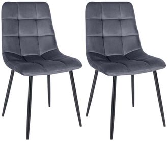 Clp Set de 2 sillas con patas de metal y asiento en Terciopelo Gris oscuro