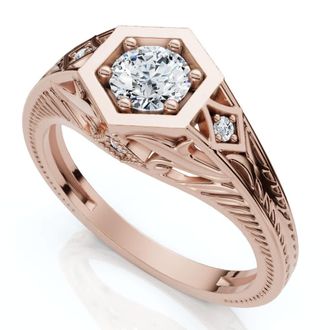 Pompeii3 1/3Ct Diamond Art Deco Diamond Engagement Ring 14k Gold Lab Grown