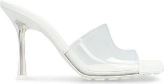 Bottega Veneta Stilettohak Rubberen Muiltjes met Logodetail - Dames - Muiltjes - Wit - 36 EU - Schoenen