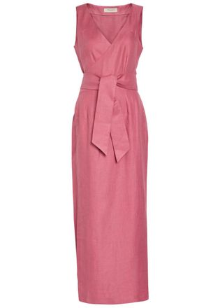 Giuliva Heritage Collection Lyra Linen Maxi Wrap Dress - Pink - 36 (UK4 / Xxs)