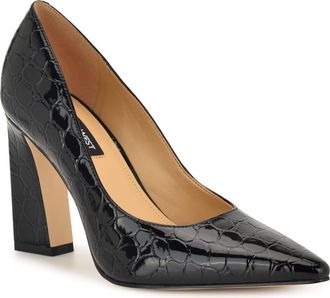 Nine West Tamant Pointed Toe Pump in Black Croc at Nordstrom, Size 8.5