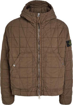 Stone Island Quilted Hooded Cotton-blend Poplin Jacket - Burgundy - XL