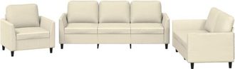 vidaXL Vidaxl - Juego De Sof&aacute;s Con Cojines 3 Piezas Cuero Sint&eacute;tico Crema