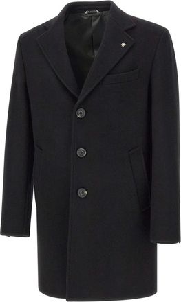 Manuel Ritz Single-Breasted Jas - Heren - Mantel - Zwart - L - Wol - Jassen