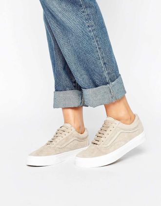 Vans Old Skool - Scarpe da ginnastica beige premium in pelle scamosciata-Bianco