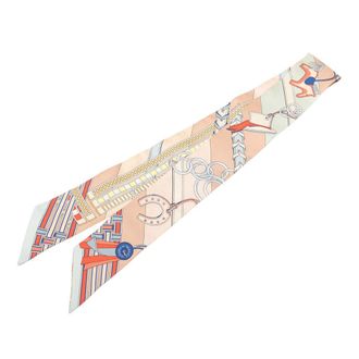 Herm&egrave;s Pre-owned Hermes Brides et Gris Gris Silk Twilly Scarf Ladies 6EYSA7S1SLWPYL6U