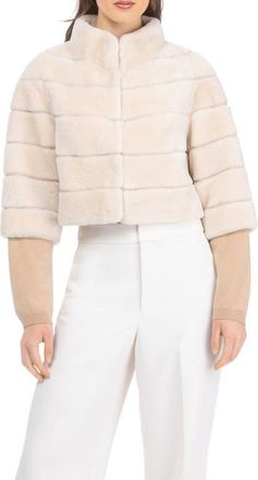 Gorski Genuine Shearling Cropped Bolero with Cropped Sleeves in Cream at Nordstrom, Size X-Small