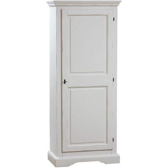 Biscottini International Country-style solid lime wood antiqued white finish W72XDP40X173 cm sized cabinet. Made in Italy