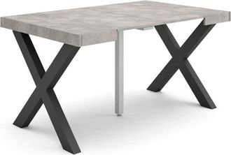 Skraut Home Mesa Consola Extensible, Mesa Comedor Plegable, 140, Para 6 Comensales, Patas Madera Maciza, Estilo Moderno, Gris Cemento - Skraut Home