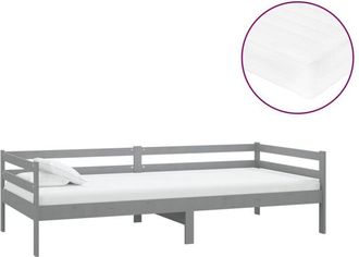 Les Tendances Les Tendances - Sof&aacute; Cama Con Colch&oacute;n Madera De Pino Maciza Gris 90x200 Cm Vidaxl