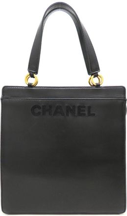 Chanel Black Leather Handbag Tote Bag (Pre-Owned)