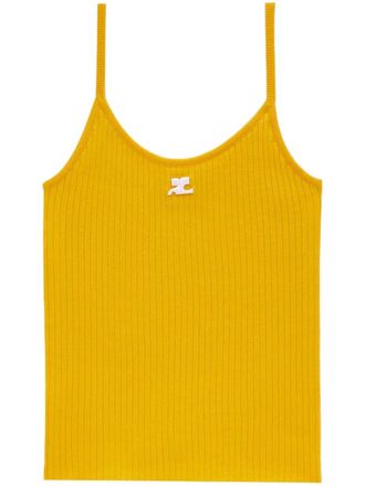 Courrèges Decollete tank top - women - Polyester/Viscose - 3 - Yellow