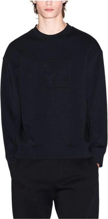 A|X Armani Exchange Sweatshirt met ronde hals en print - Heren - Sweatshirts - Blauw - 2XL - Katoen - Hoodies & sweatvesten