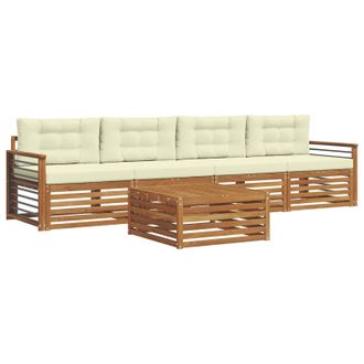 vidaXL Conjunto De Sof&aacute;s De Exterior Con Coj&iacute;n 5 Pcs Natural Y Crema Vidaxl