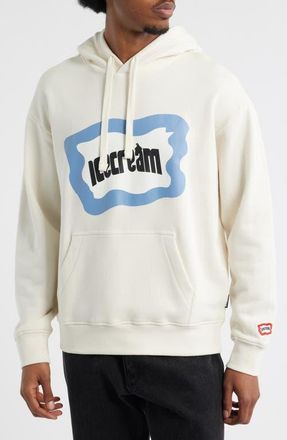 Icecream Flag Logo Cotton French Terry Graphic Hoodie in Antique White at Nordstrom, Size Xx-Large